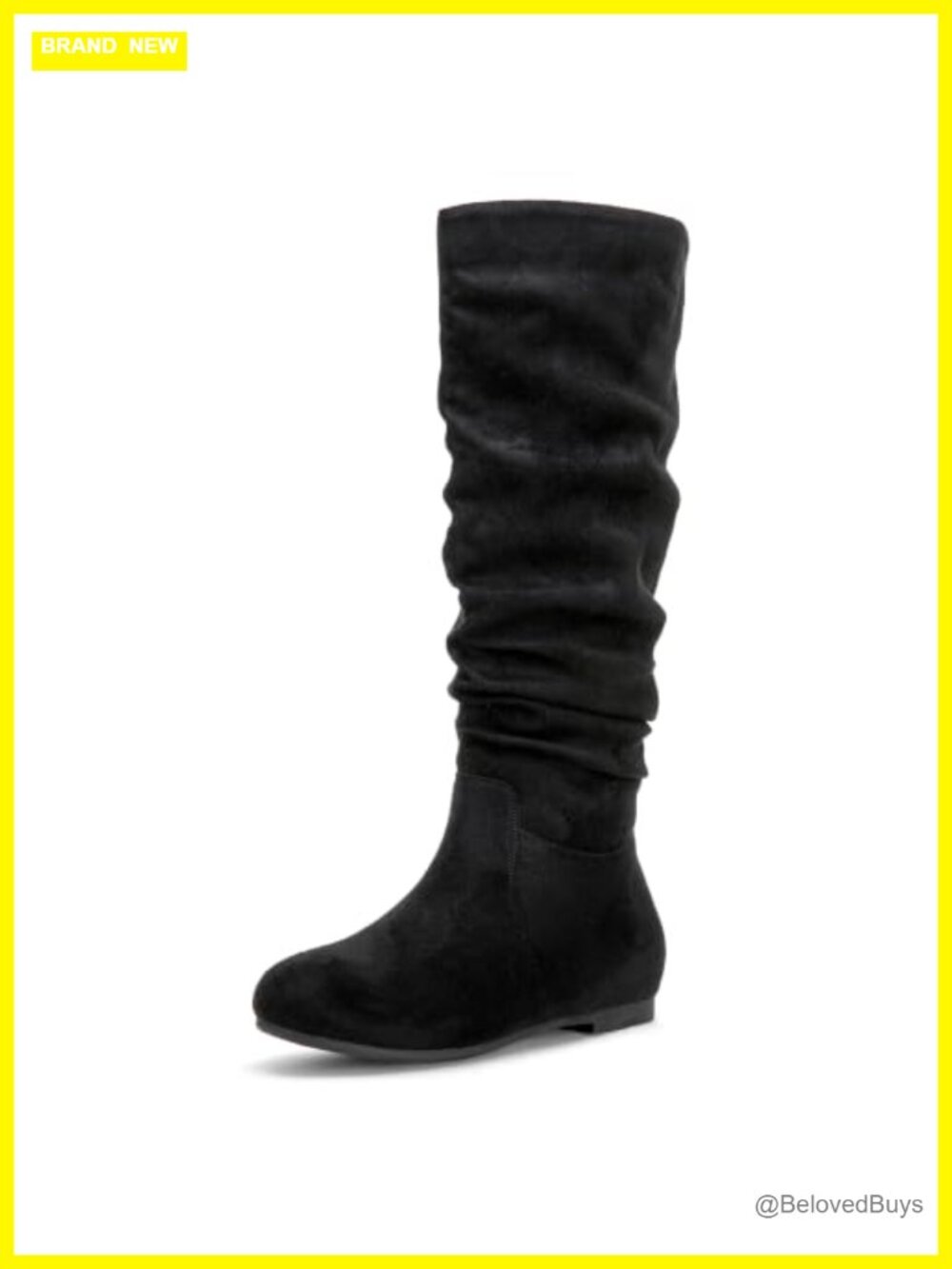 Suede Slouch Knee High Flat Boots Pull On Tall Boot